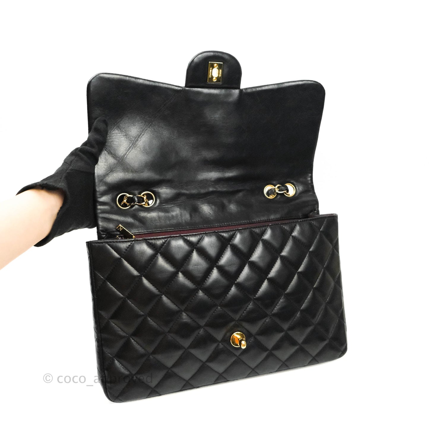 Chanel Jumbo Single Flap Black Lambskin 24K Gold Hardware⁣⁣