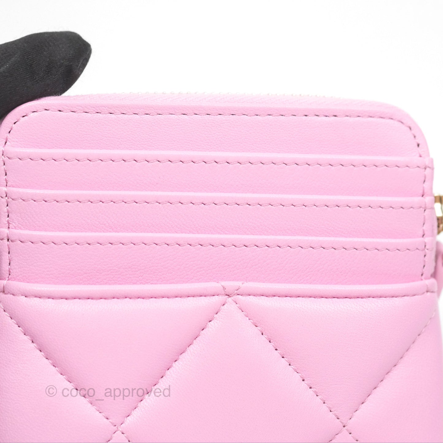 Chanel Quilted 19 Zip Card Holder Wallet Pink Lambskin