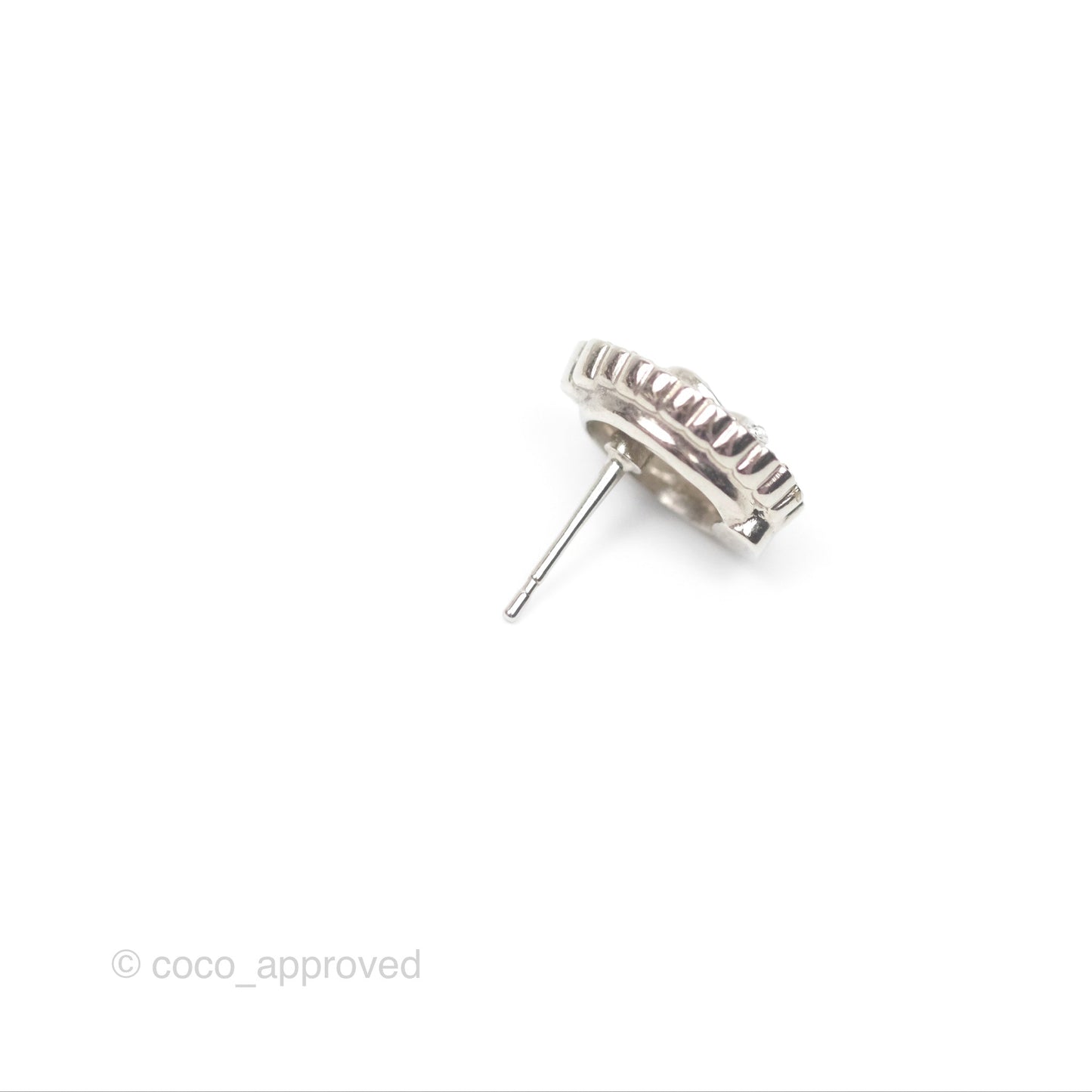 Chanel Crystal CC Earrings Silver Tone 22B