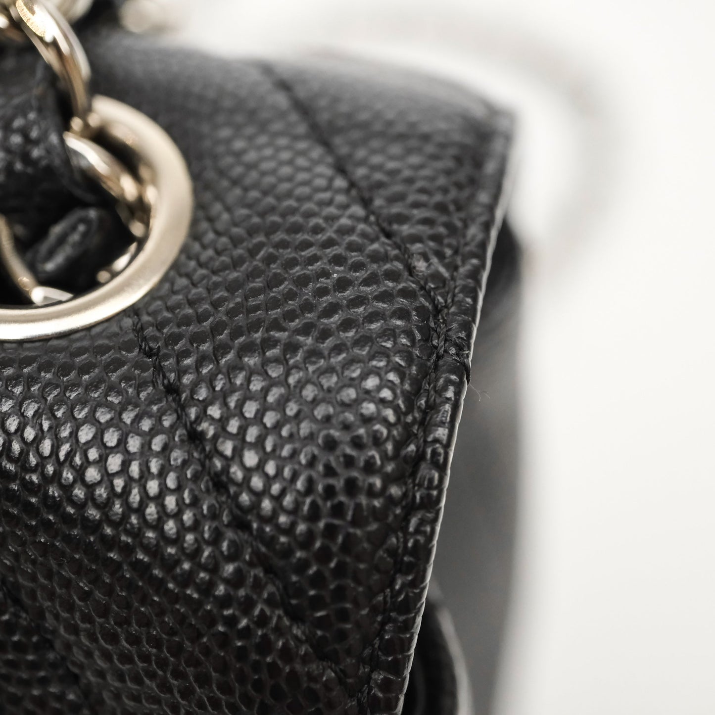 Chanel Mini Rectangular Flap Chevron Black Caviar Silver Hardware