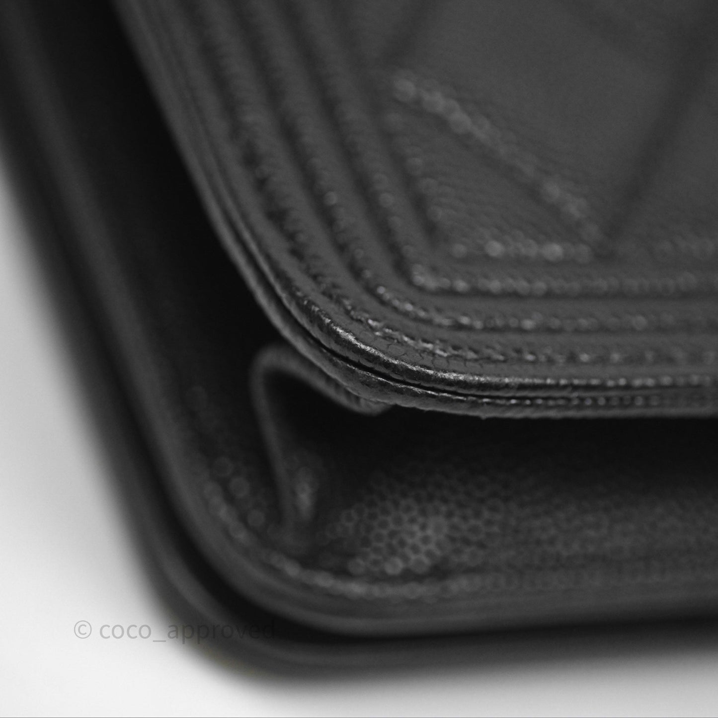 Chanel Quilted Boy Wallet on Chain WOC Black Caviar Ruthenium Hardware