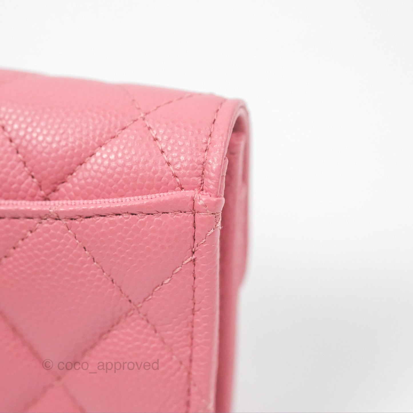 Chanel Quilted Flap Card Holder Pink Caviar Gold Hardware