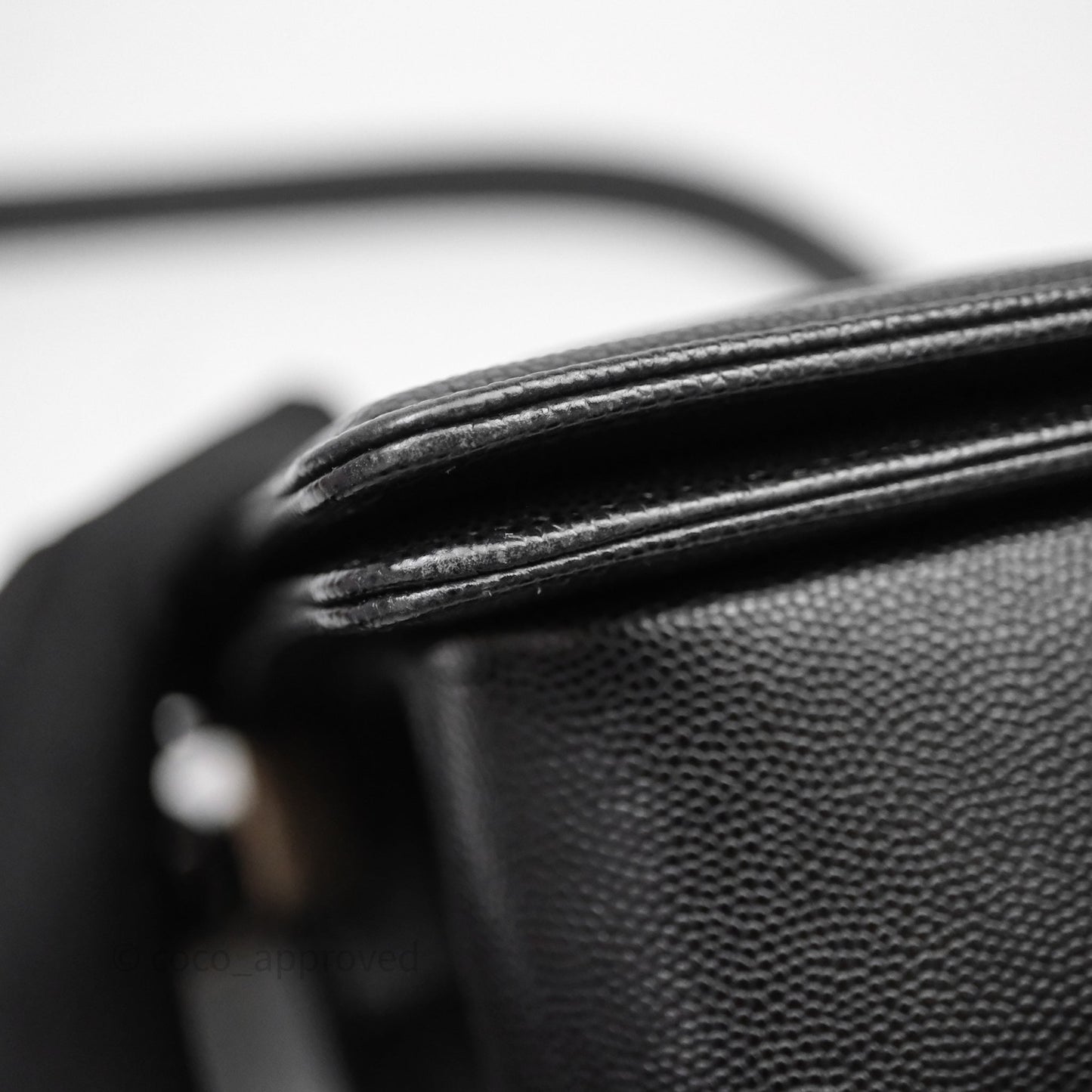 Chanel Quilted Medium Boy Black Caviar Ruthenium Hardware