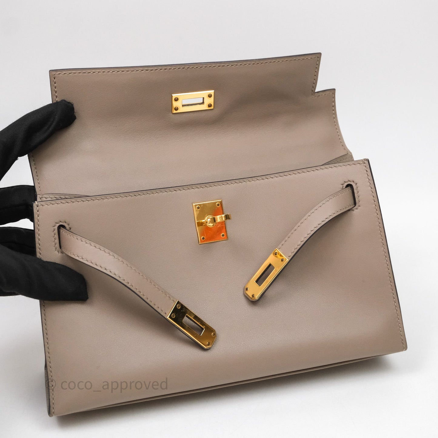 Hermès Kelly Pochette Gris Asphalte M8 Swift Gold Hardware