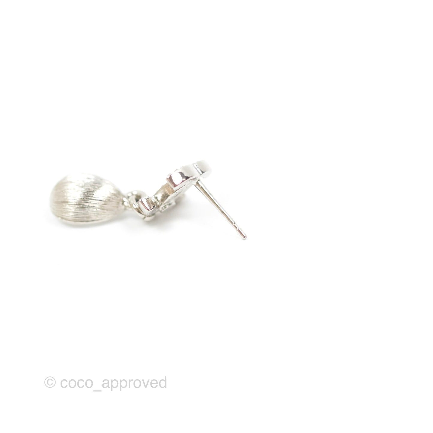 Chanel Crystal CC Tear Resin Drop Earrings Silver Hardware 21K