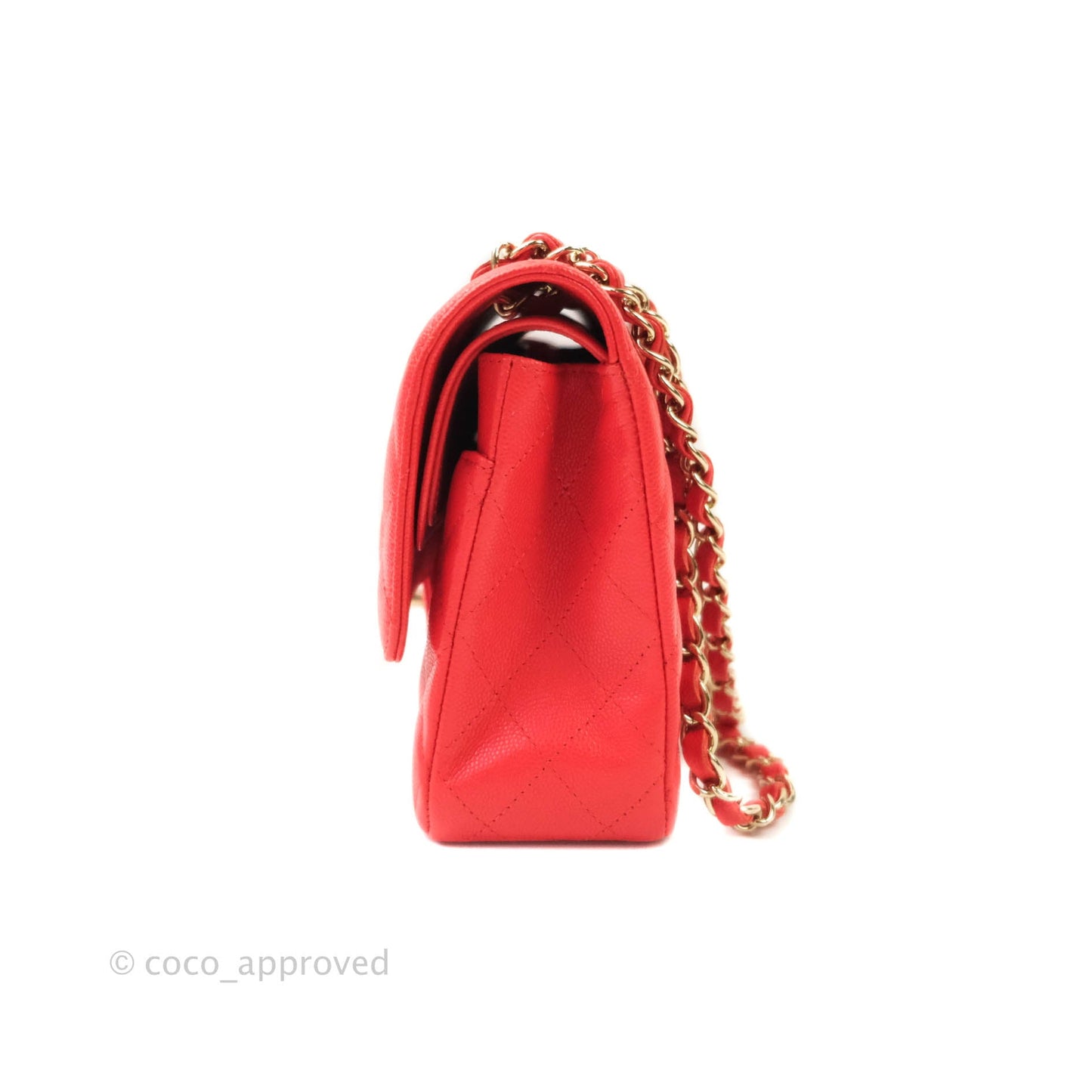 Chanel Classic M/L Medium Double Flap Red Caviar Gold Hardware