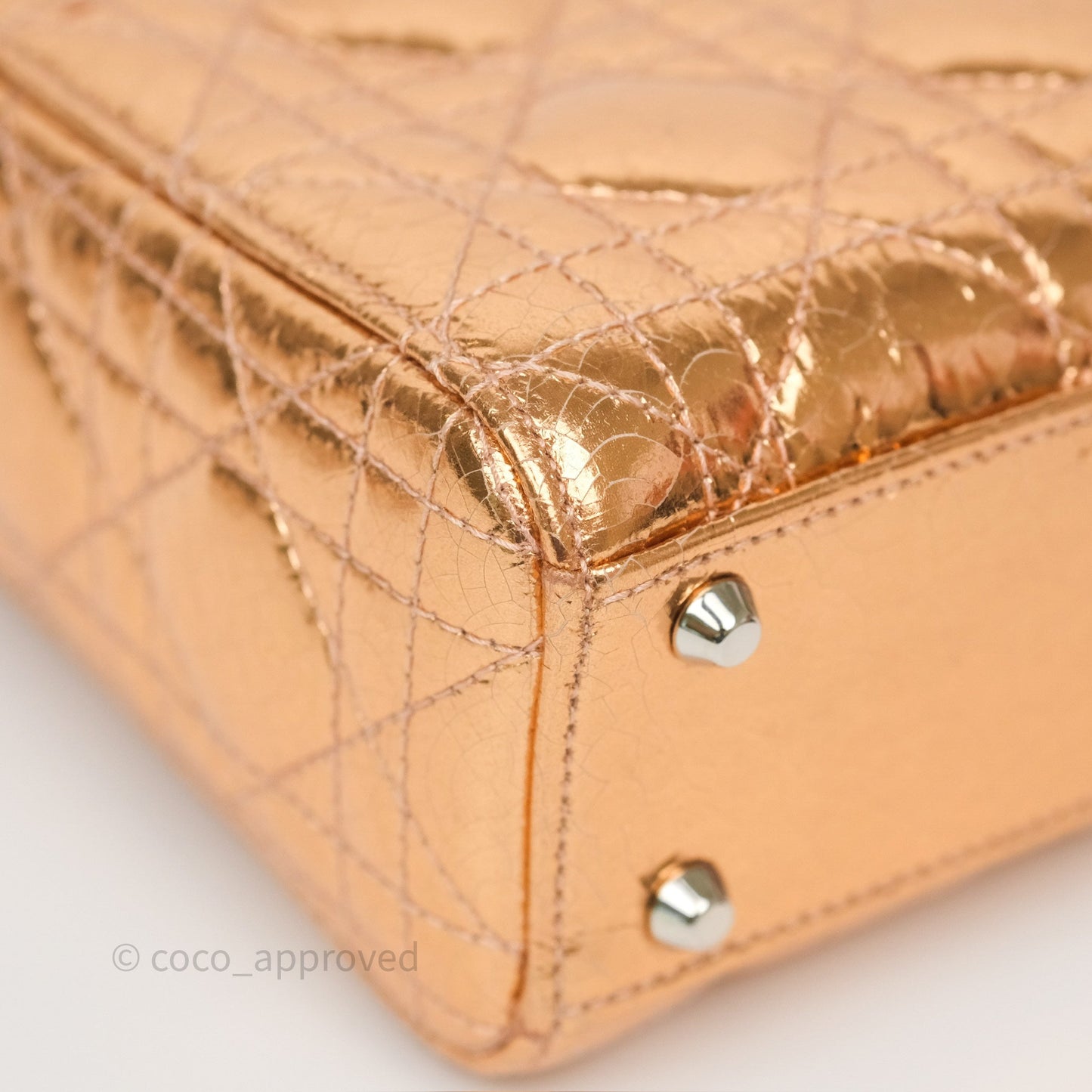 Christian Dior Mini Lady Dior Metallic Copper Cannage Silver Hardware