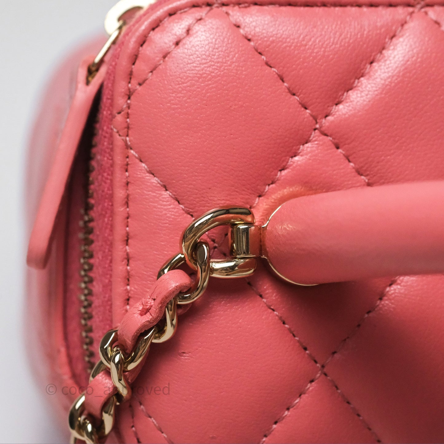 Chanel Vanity Rectangular Top Handle Pink Lambskin Gold Hardware
