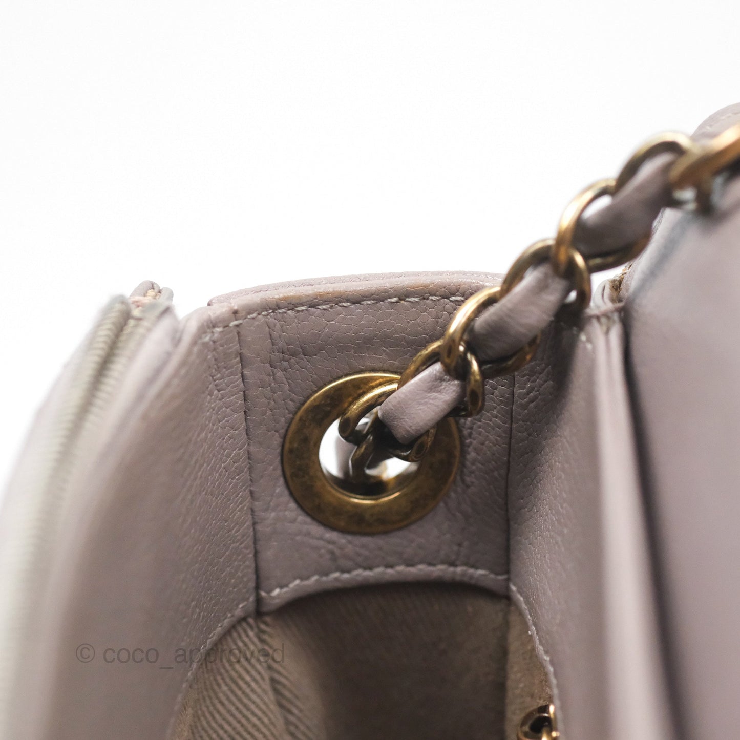 Chanel Coco Curve Flap Burnished Lilac Grey Calfskin Goatskin Antique Gold Hardware