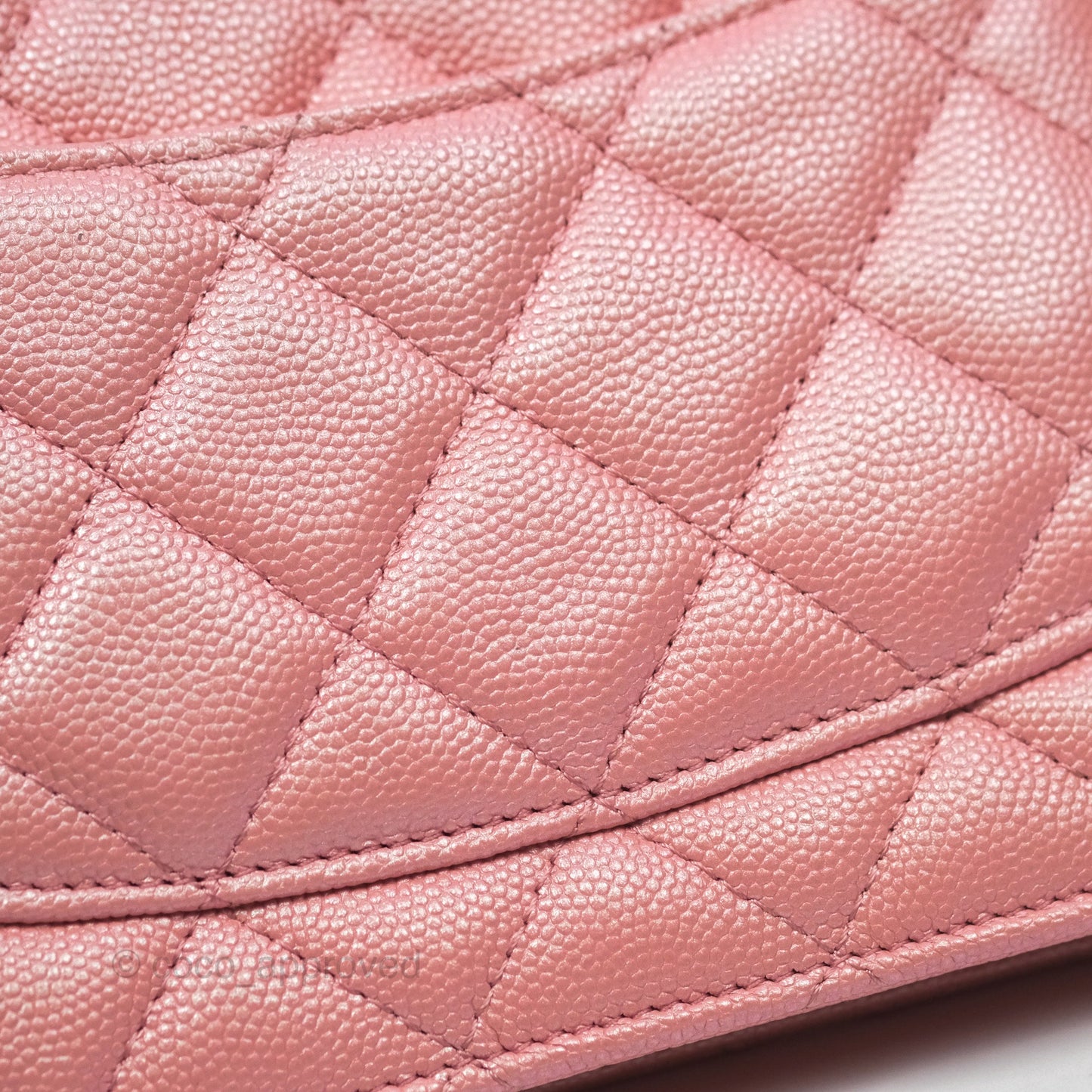 Chanel Classic Quilted Wallet on Chain WOC Iridescent Pink Caviar Gold Hardware