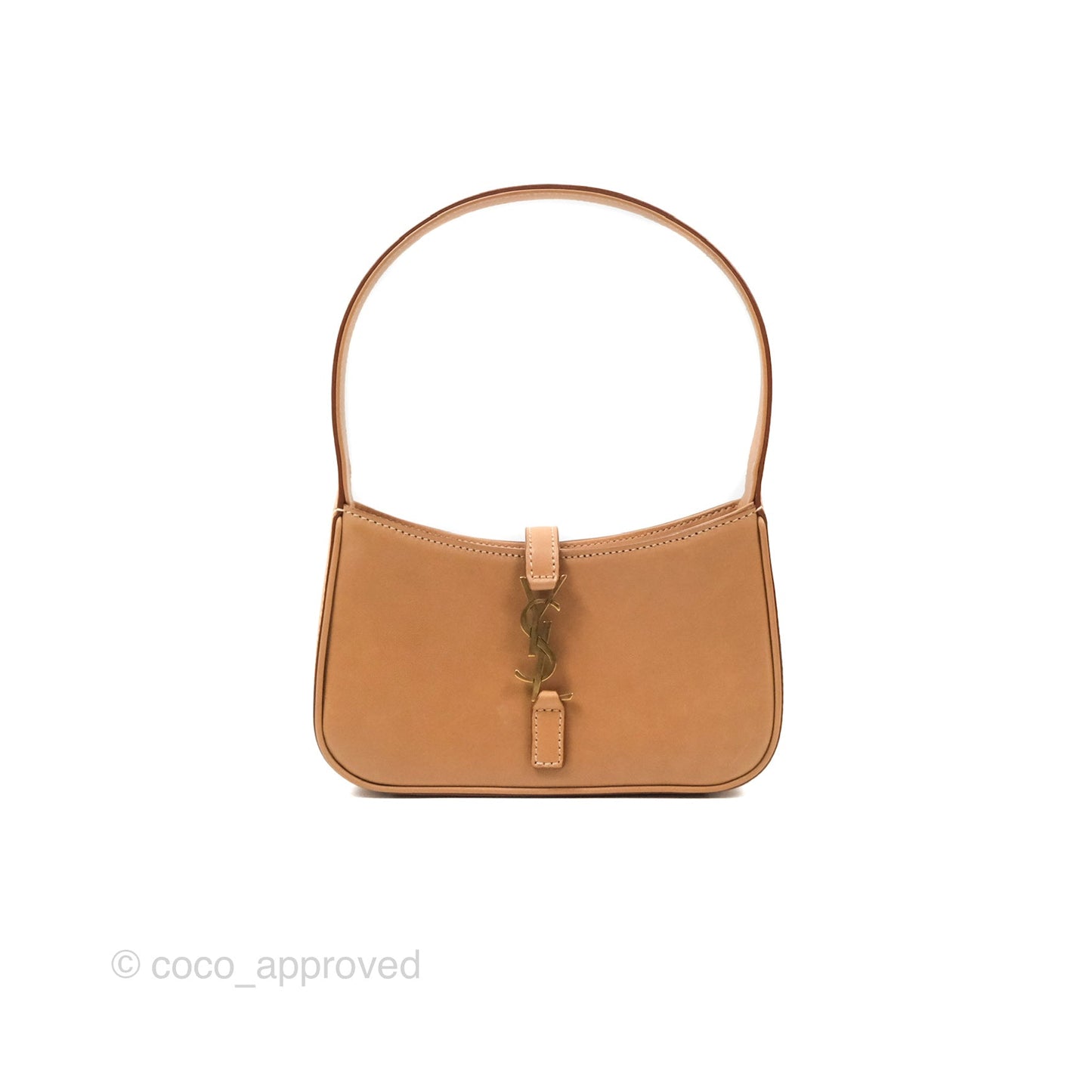 Saint Laurent Mini Le 5 À 7 Tan Calfskin Bronze Brass Hardware