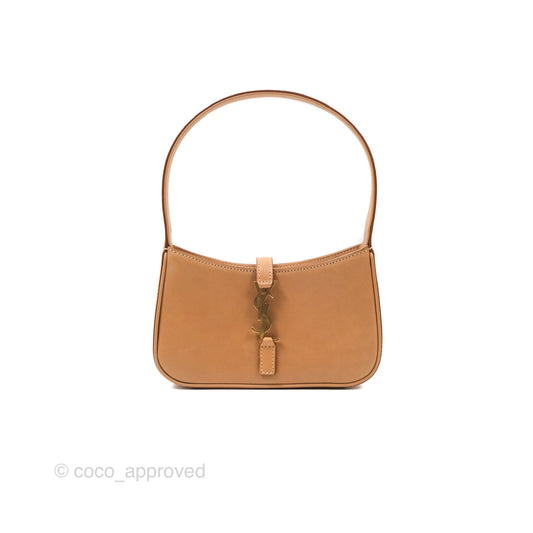 Saint Laurent Mini Le 5 À 7 Tan Calfskin Bronze Brass Hardware