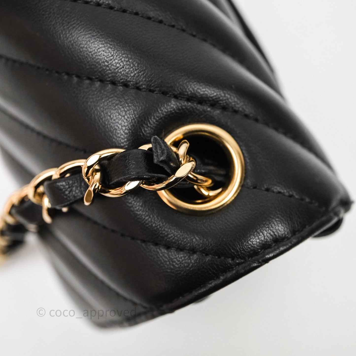 Chanel Quilted Mini Rectangular Chevron Black Lambskin Gold Hardware