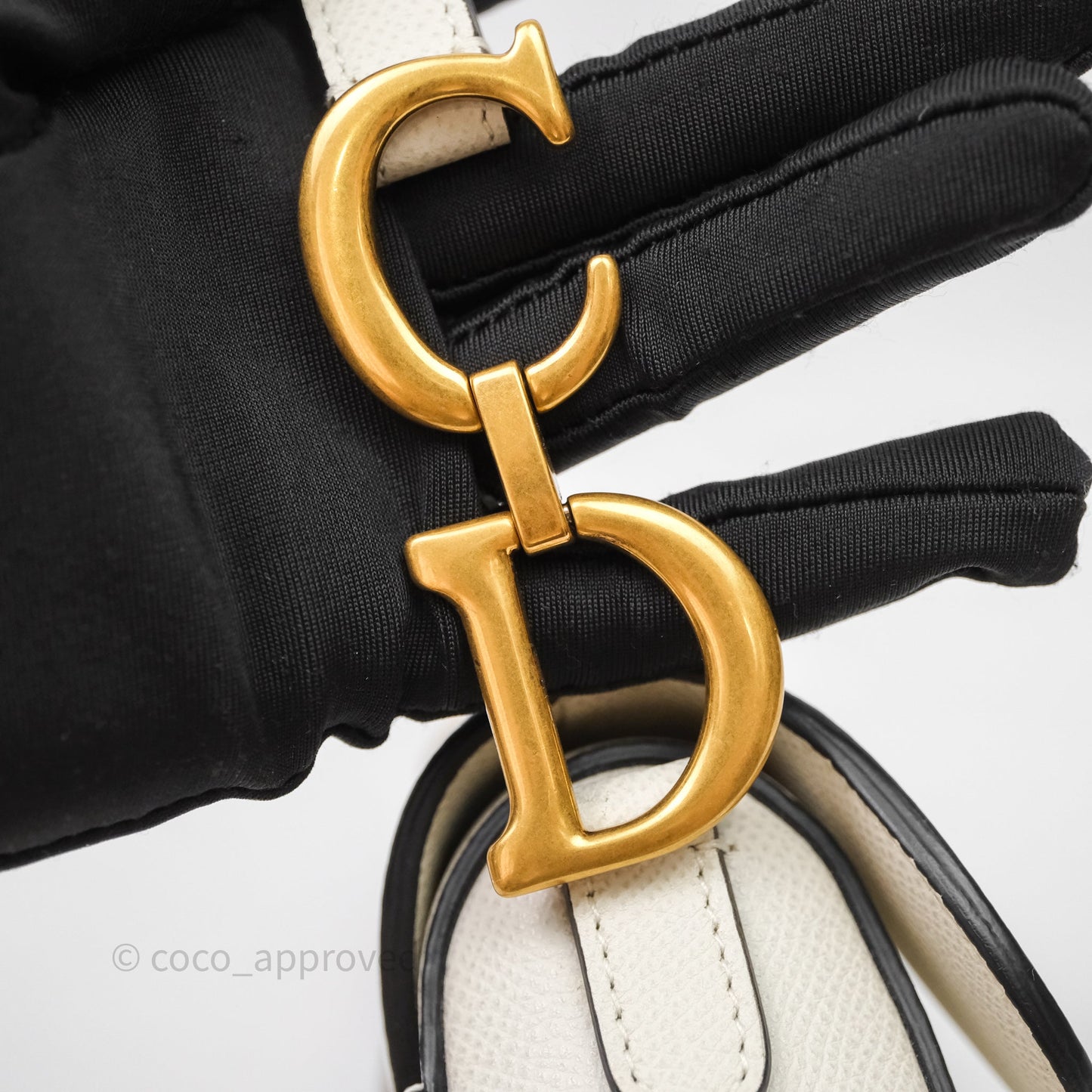 Christian Dior Mini Saddle Bag White Grained Calfskin Gold Hardware