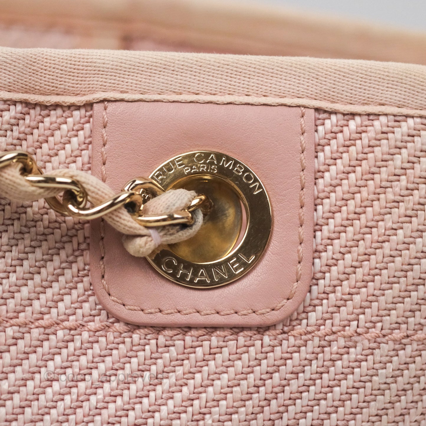 Chanel Small Vertical Deauville Canvas Pink Gold Hardware
