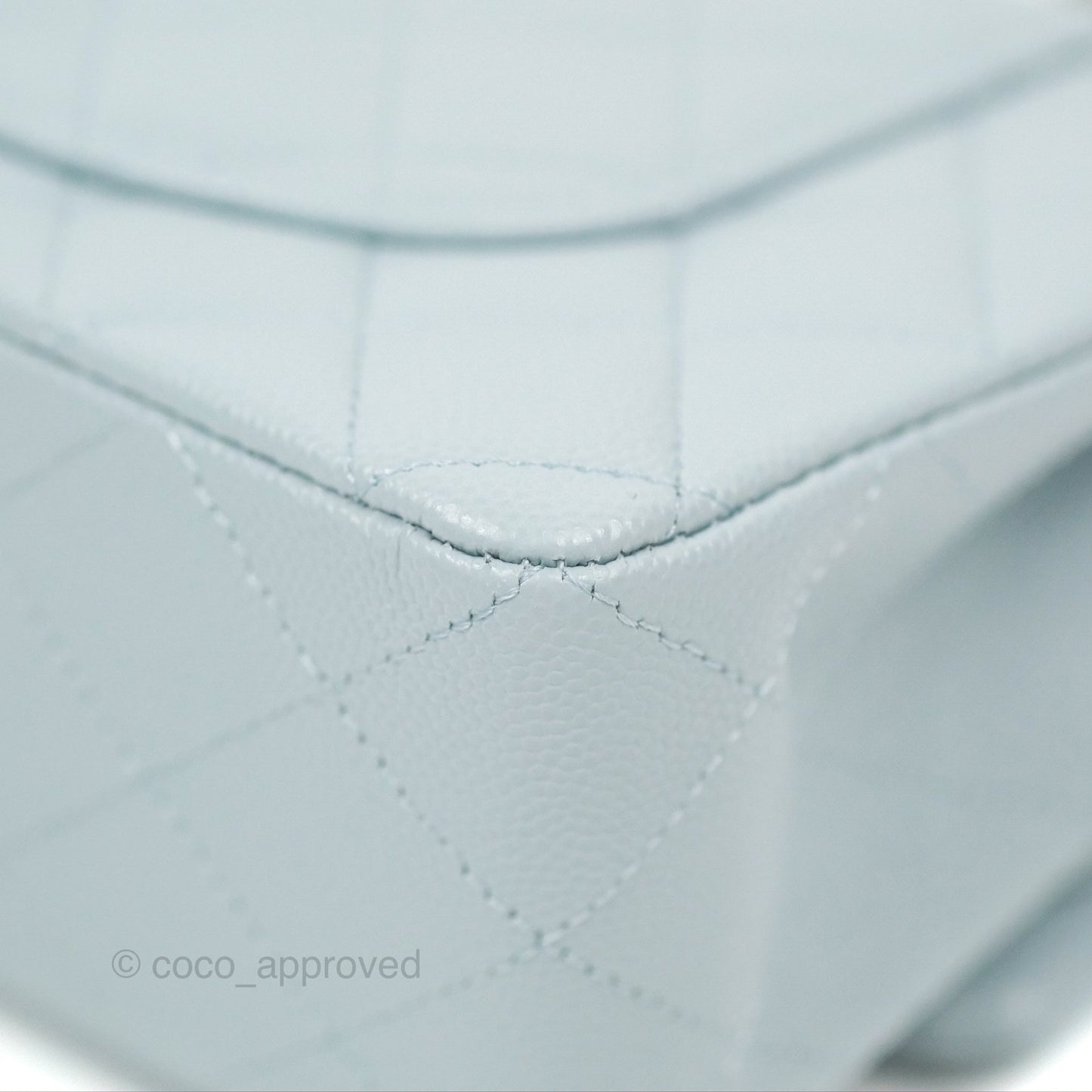 Chanel Small Classic Quilted Flap Light Blue Caviar Gold Hardware 22P