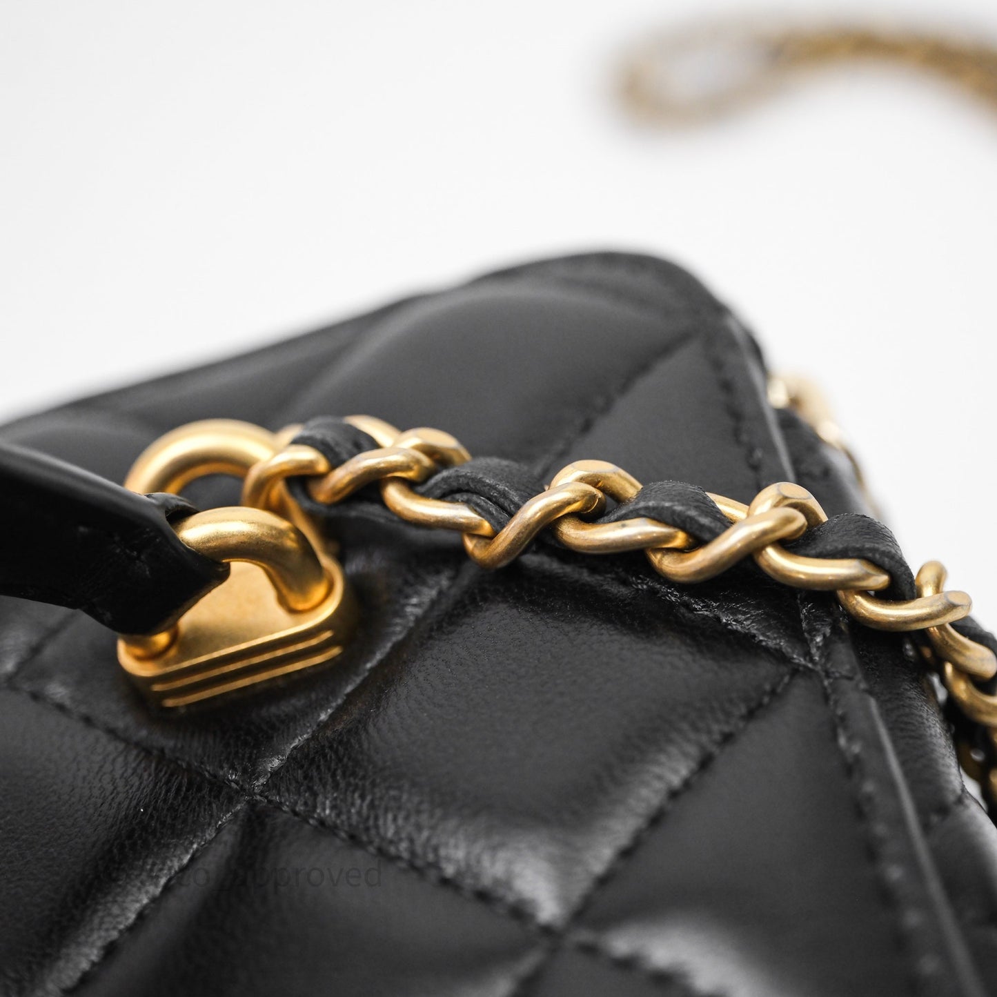 Chanel Top Handle Vanity Rectangular Black Lambskin Aged Gold Hardware