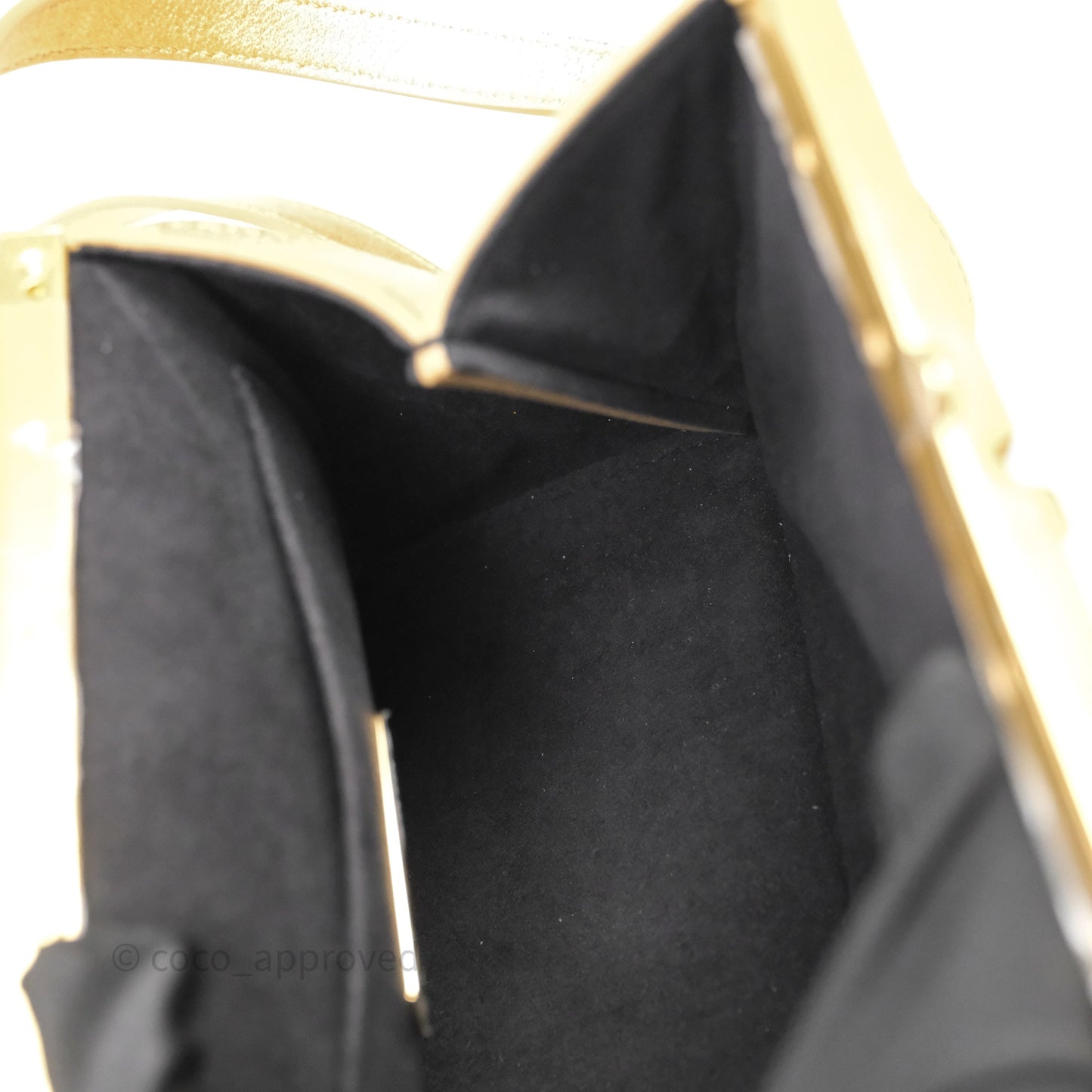 Chanel Calfskin Kiss Lock Frame Gold Bag