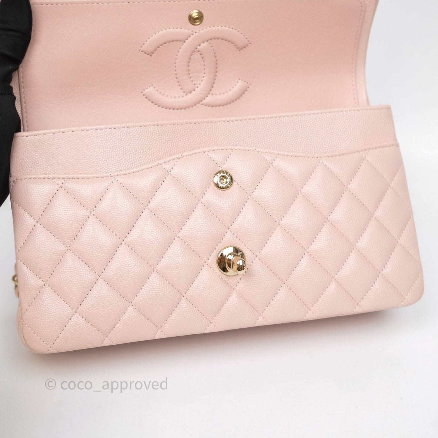 Chanel Classic M/L Medium Flap Quilted Pink Caviar Gold Hardware