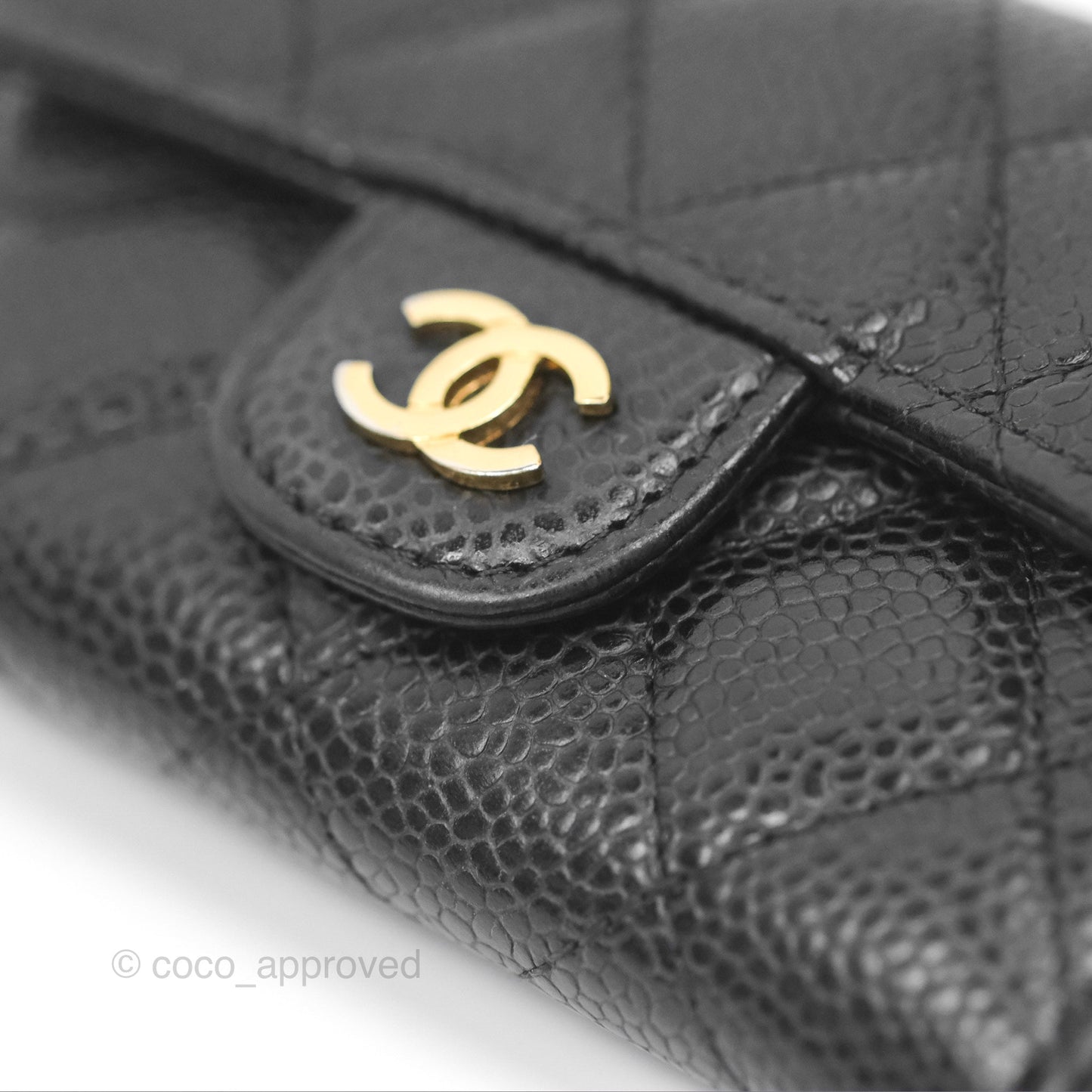 Chanel Quilted Flap Card Holder Black Caviar Gold Hardware