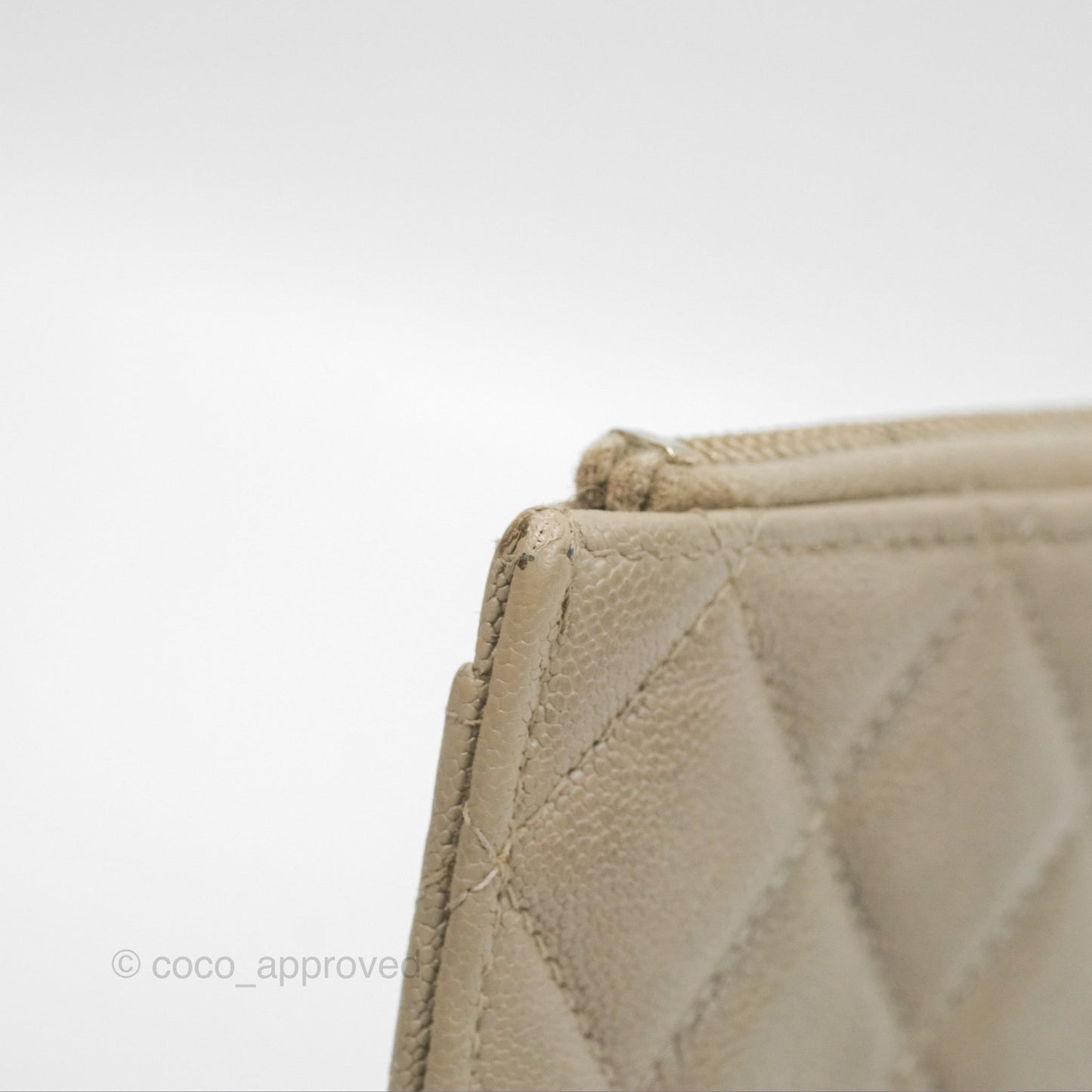 Chanel Boy Long Pouch Wallet Taupe Grey Caviar Aged Gold Hardware