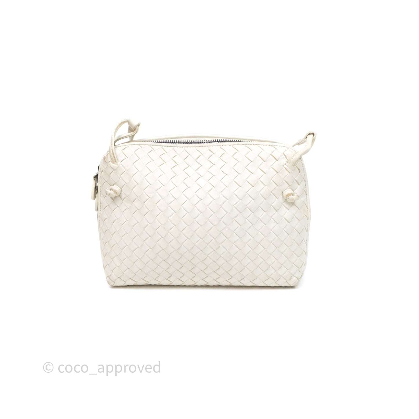 Bottega Veneta Nodini Crossbody Bag White Nappa Intrecciato
