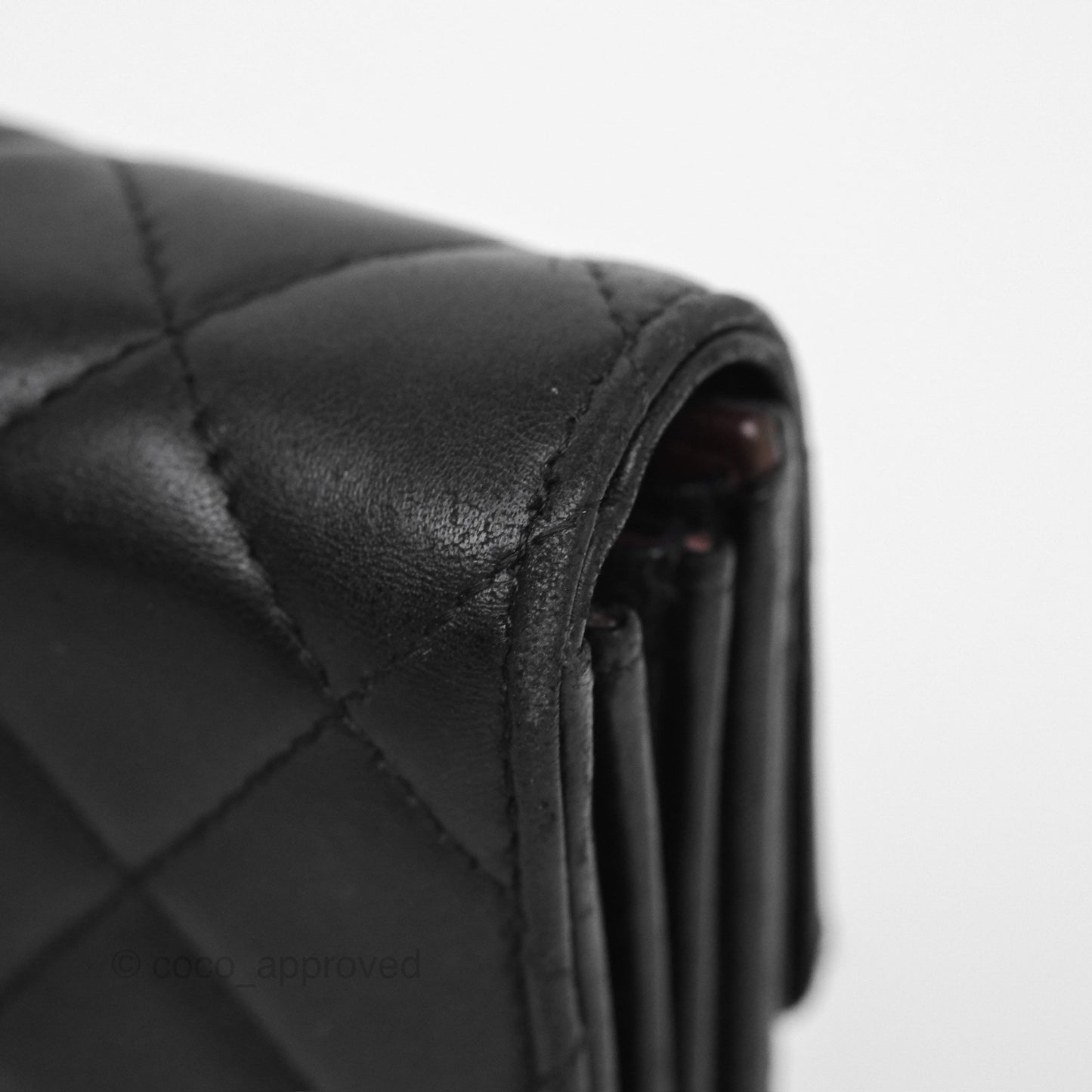 Chanel Classic Quilted Long Wallet Black Lambskin Silver Hardware