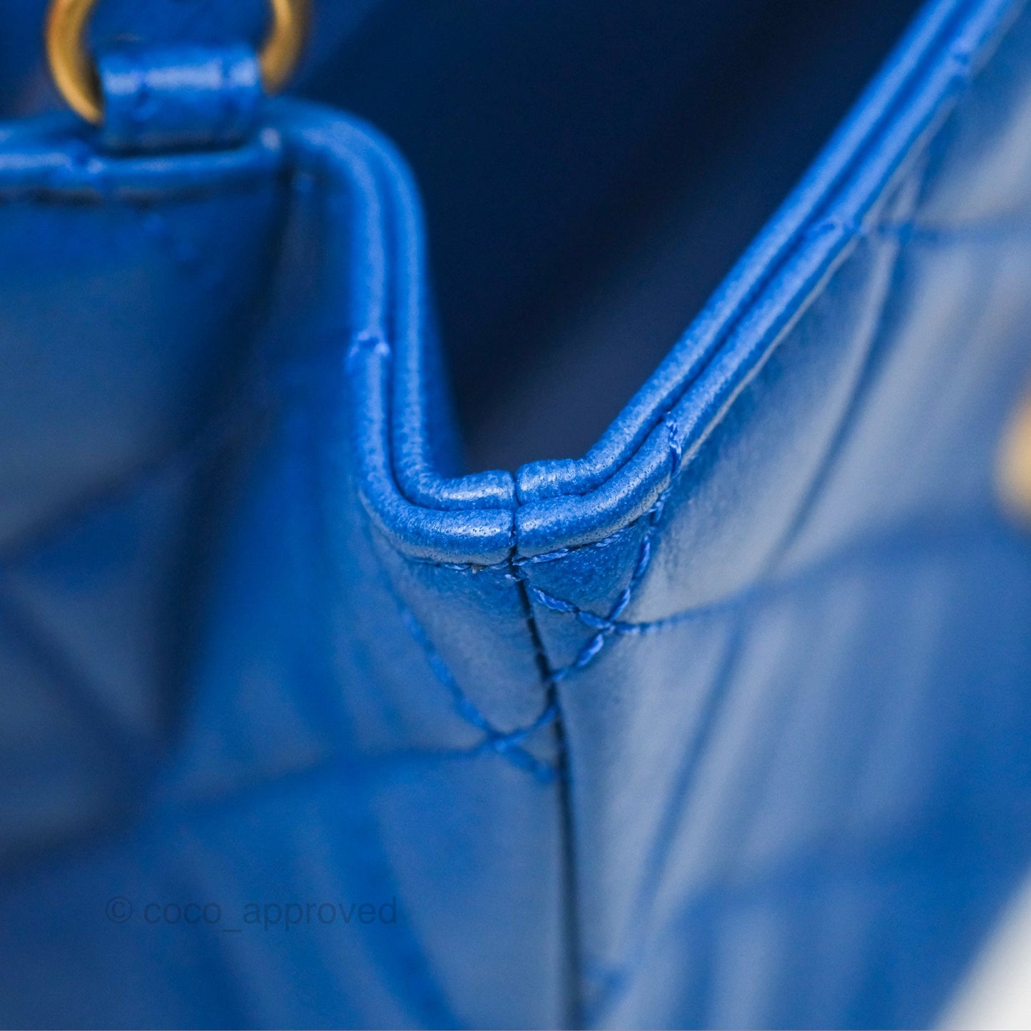 Chanel Pearl Crush Mini Square Quilted Blue Lambskin Aged Gold Hardware