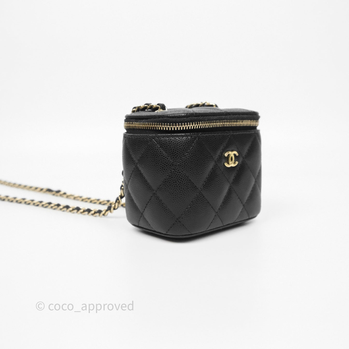 Chanel Mini Vanity With Chain Black Caviar Gold Hardware