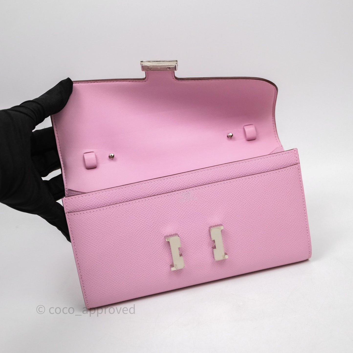 Hermès Constance To Go Wallet Mauve Sylvestre X9 Epsom Palladium hardware
