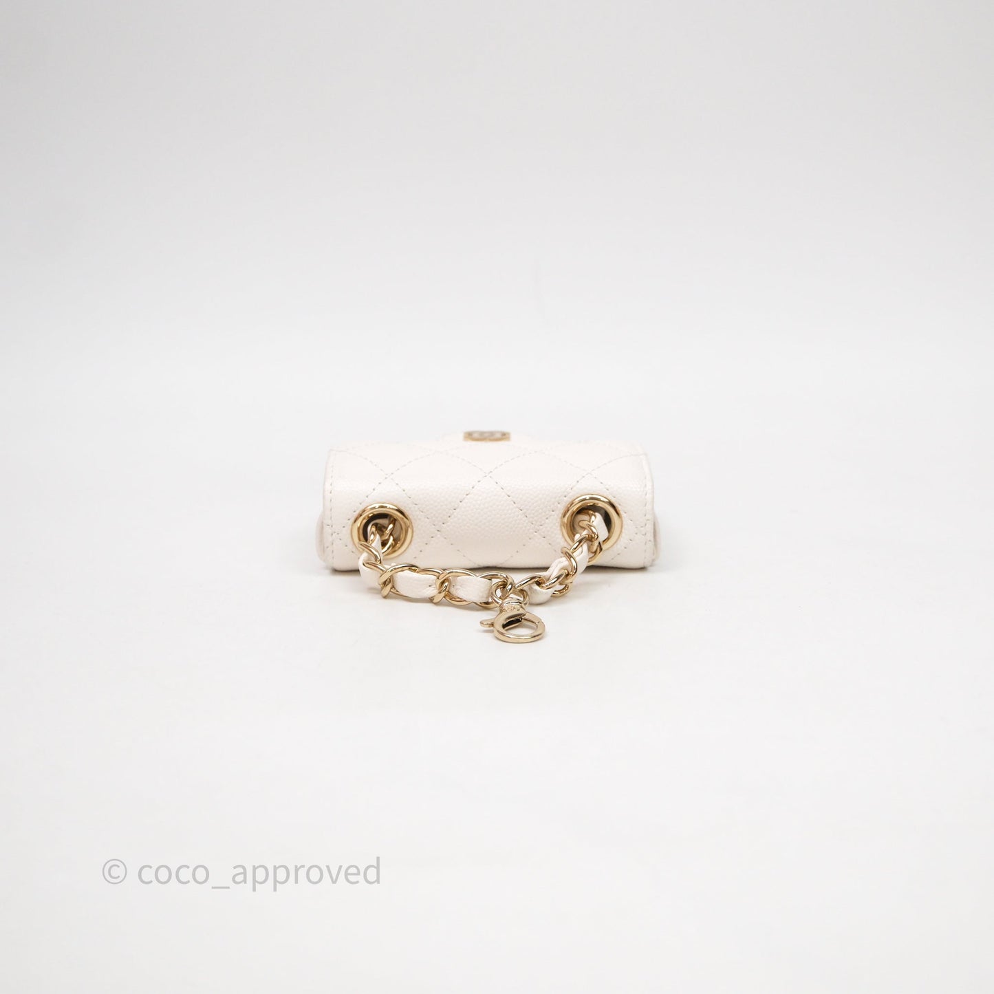 Chanel Mini Flap Belt Bag Caviar White Gold Hardware