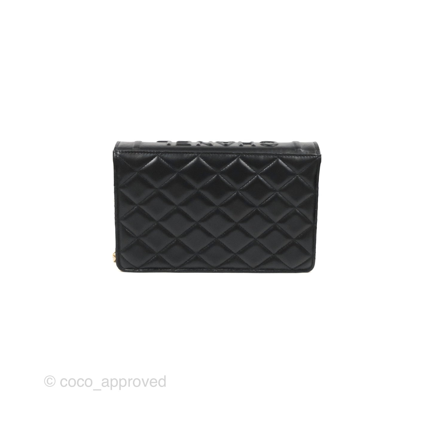 Chanel Quilted Book Wallet on Chain WOC Black Lambskin Gold Hardware