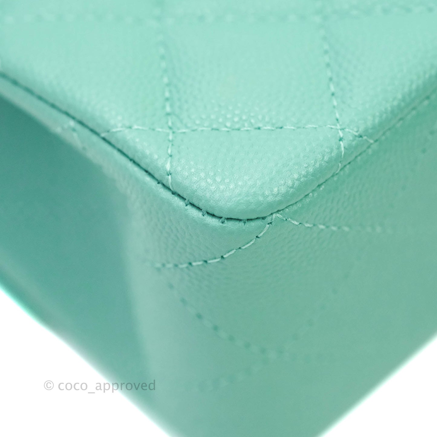 Chanel Classic Small S/M Flap Tiffany Blue Mint Caviar Gold Hardware 21S