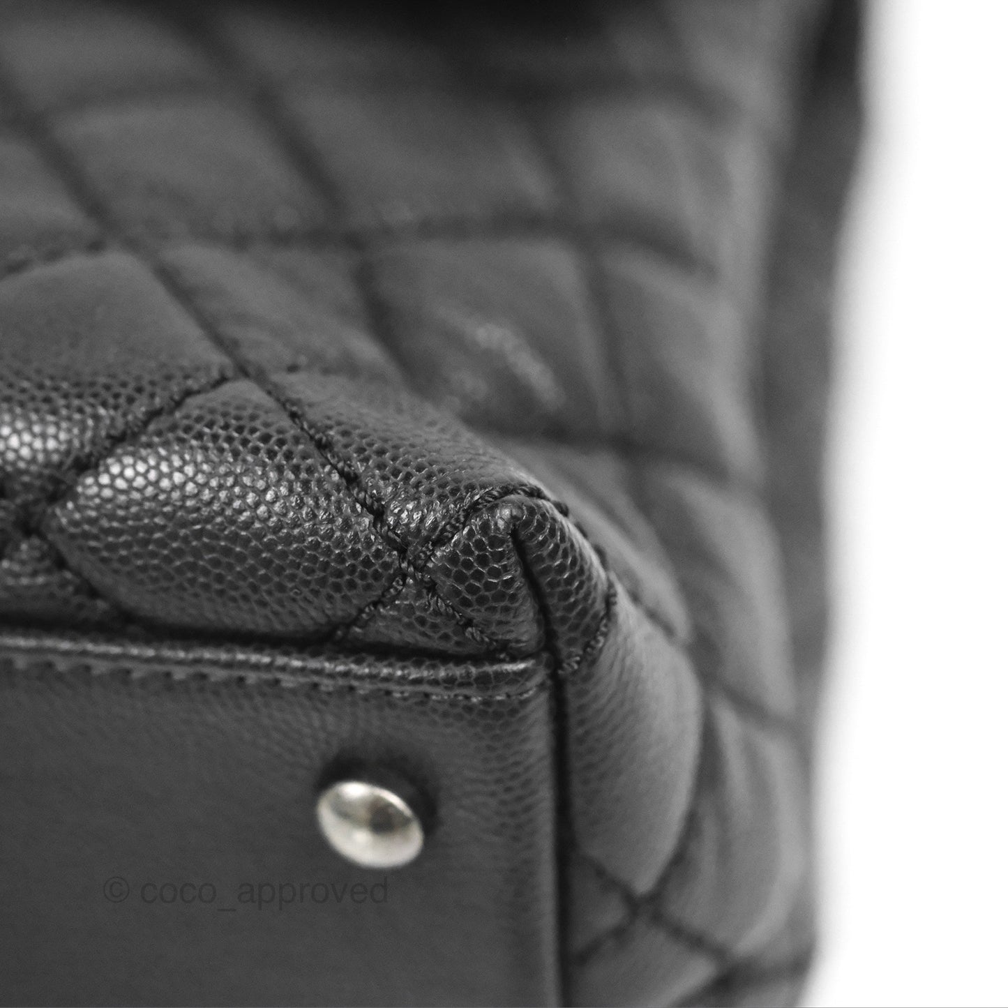 Chanel Large Coco Handle Quilted Black Caviar Ruthenium Hardware