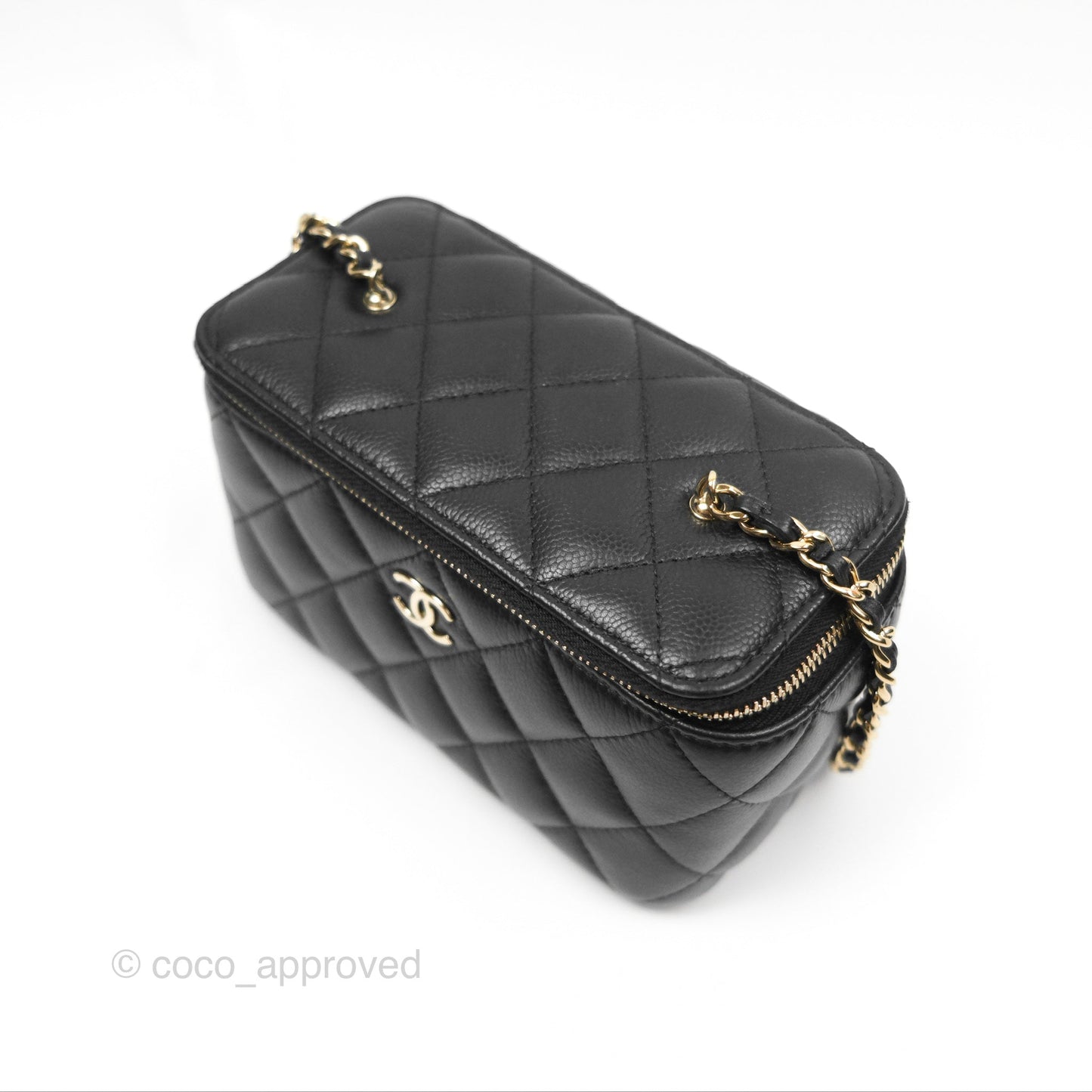 Chanel Vanity Rectangular with CC Chain Black Caviar Gold Hardware