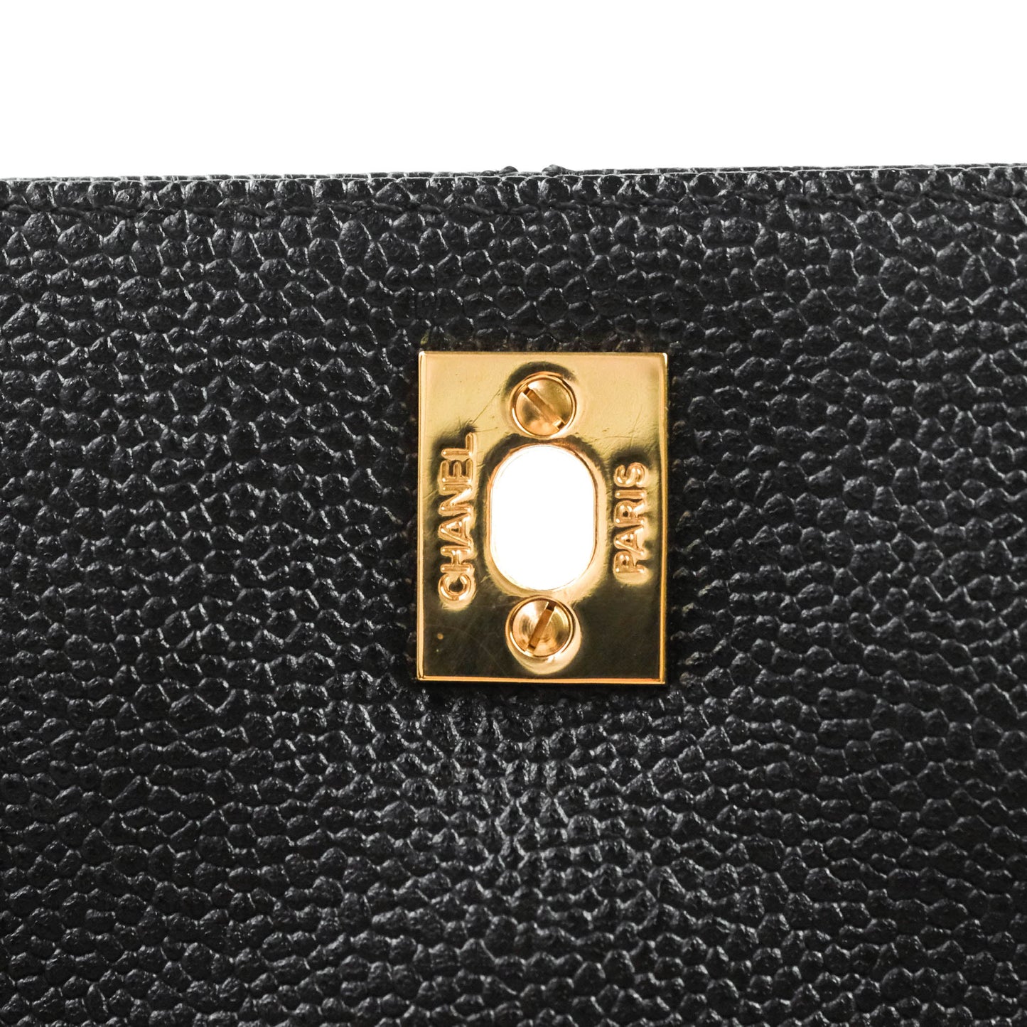 Chanel Kelly Quilted Flap Tote Black Caviar 24K Gold Hardware