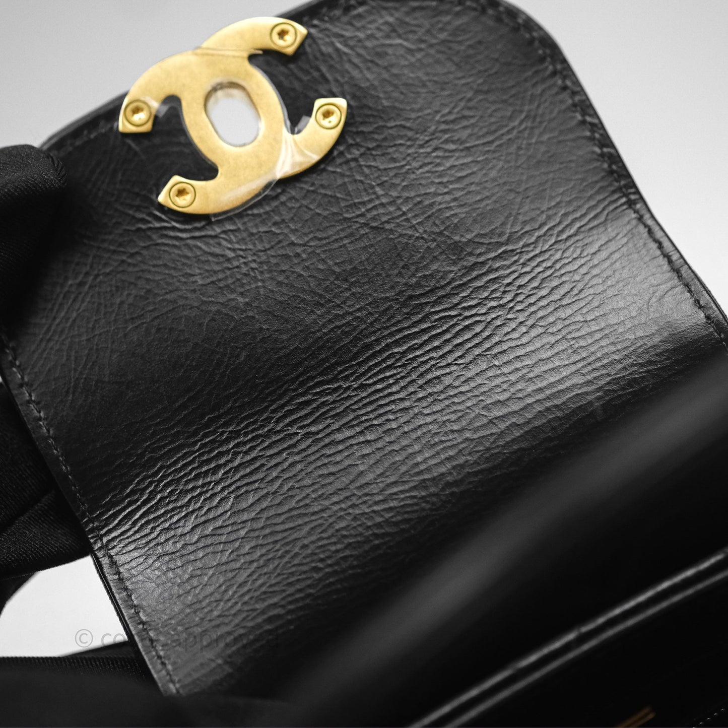 Chanel Kelly Bag Quilted Black Shiny Crumpled Calfskin Aged Gold Hardware