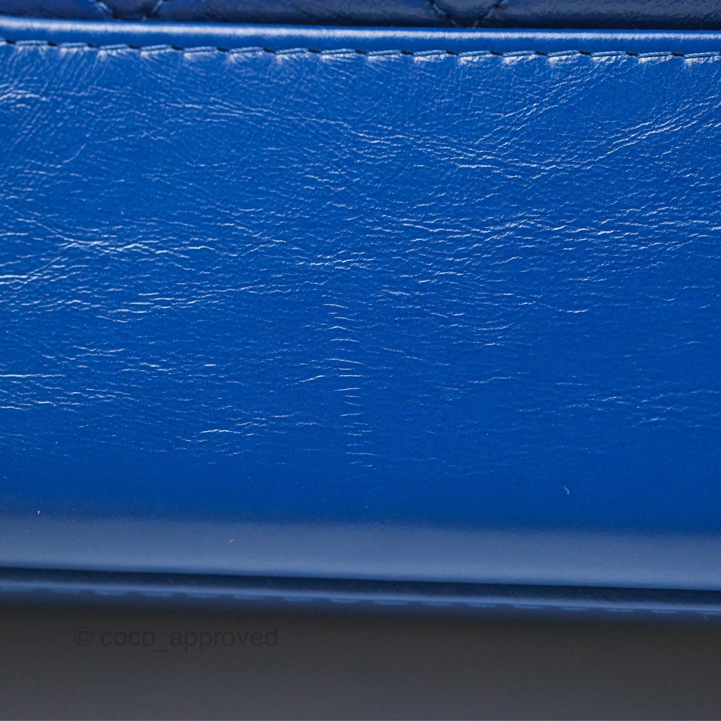 Chanel Quilted Medium Gabrielle Logo Handle Hobo Blue Aged Calfskin