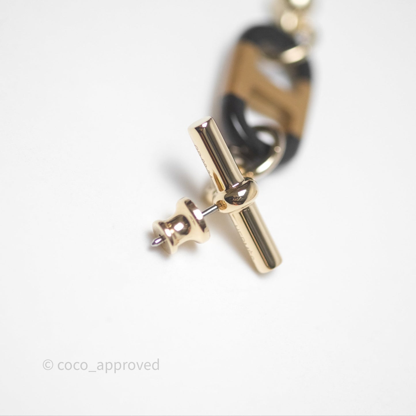 Hermès Sur Mer Earrings Small Model Black/ Gold Tone