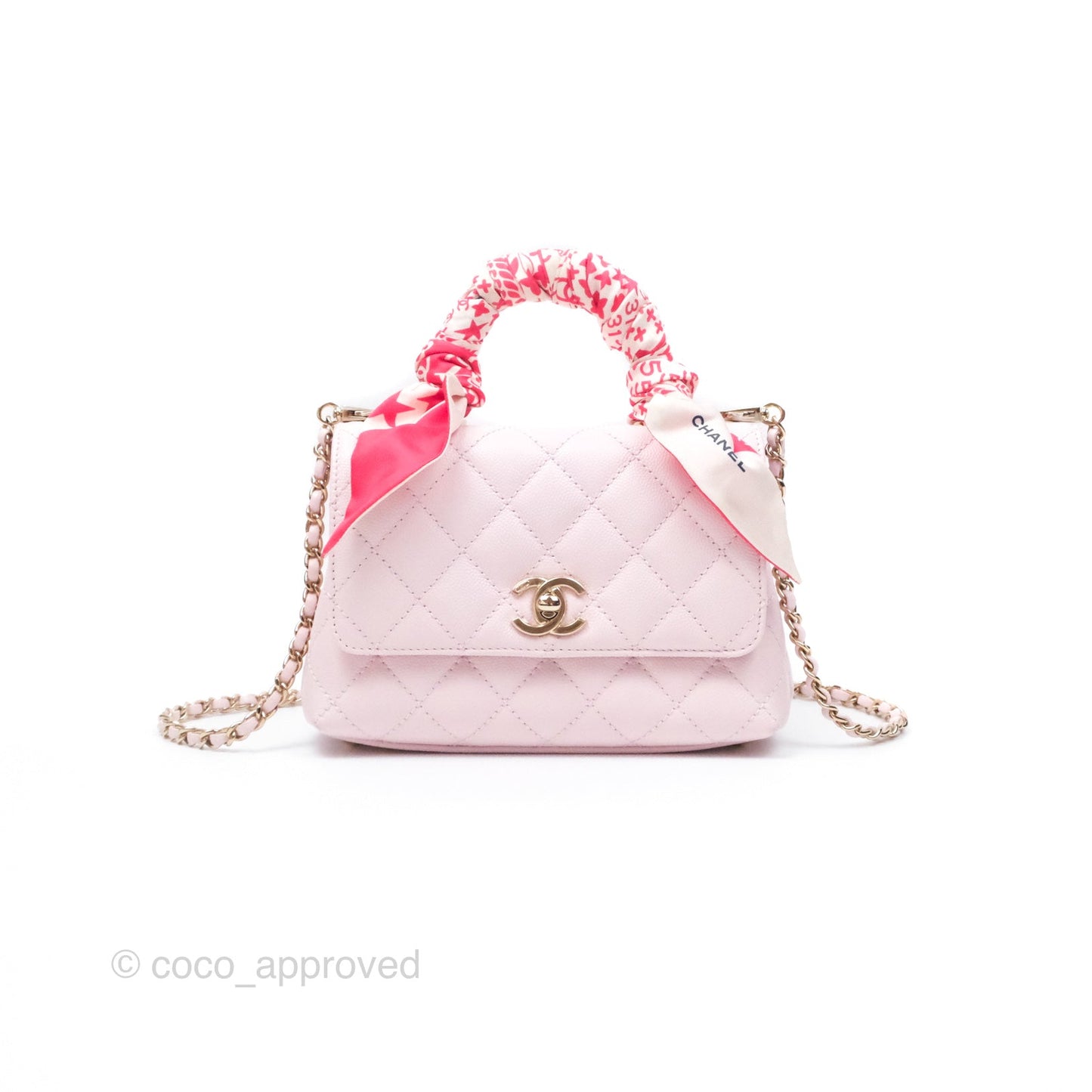 Chanel Mini Coco Handle Quilted Light Pink Caviar Gold Hardware