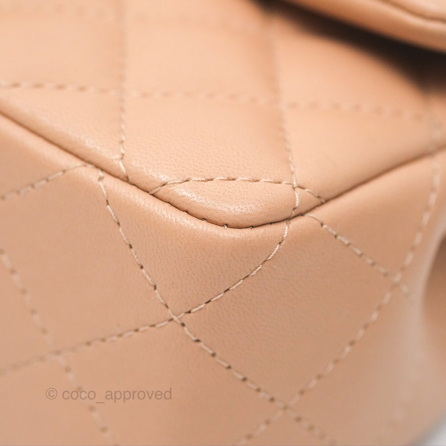 Chanel Mini Rectangular Quilted Beige Lambskin Gold Hardware