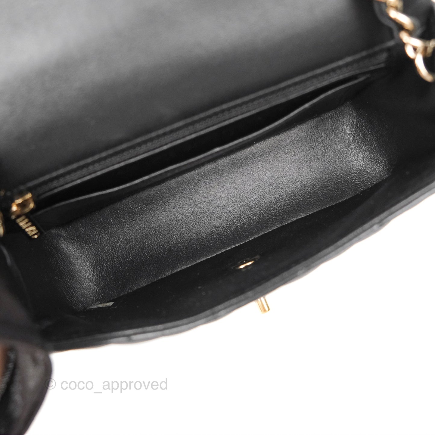 Chanel Quilted Mini Rectangular Black Lambskin Gold Hardware