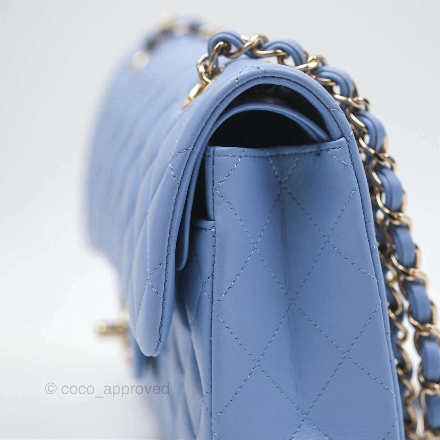 Chanel Small Classic Quilted Flap Sky Blue Lambskin Gold Hardware