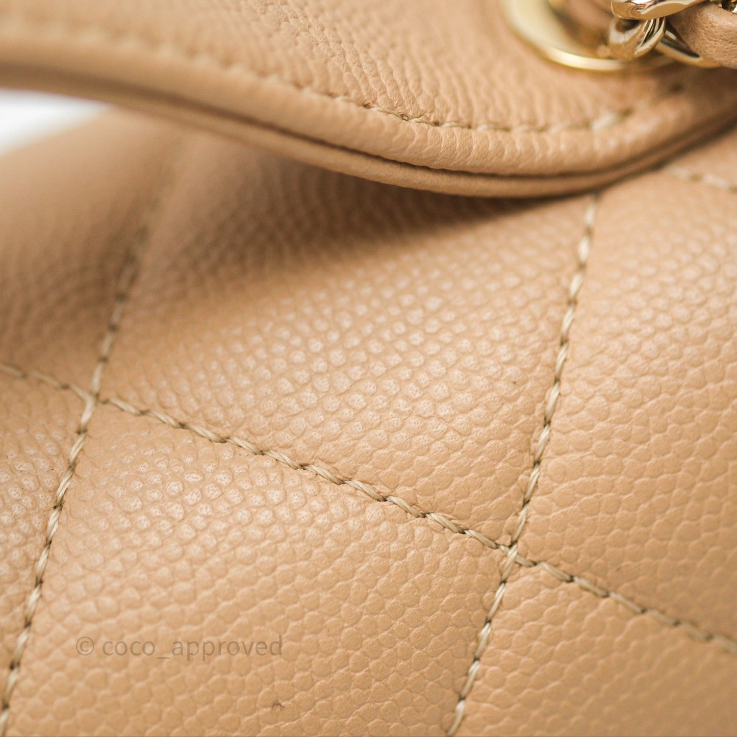 Chanel Quilted Small Business Affinity Flap Beige Caviar Gold Hardware