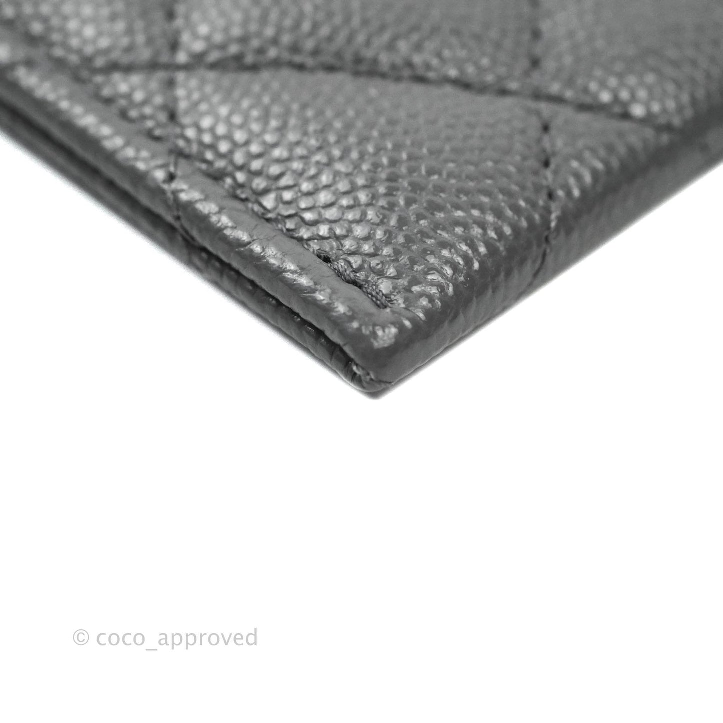 Chanel French New Wave Quilted Flat Card Holder Dark Grey Caviar 20K