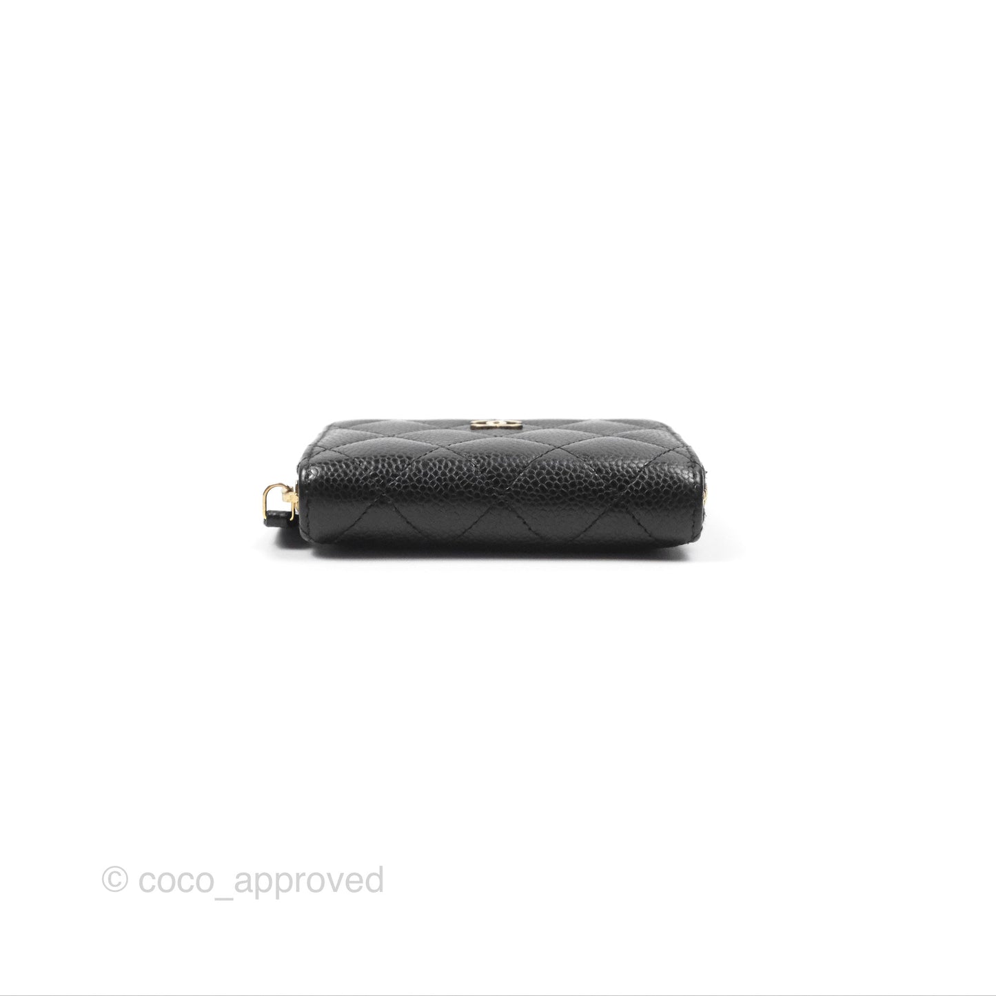 Chanel Classic Zipped Coin Purse Black Caviar Gold Hardware