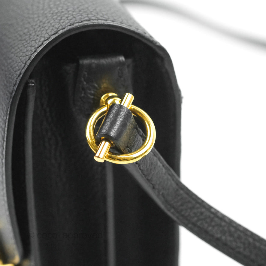 Hermès Roulis Mini 18 Black Clemence Gold Hardware