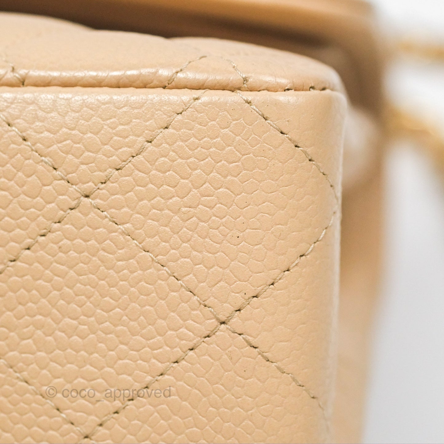 Chanel Classic M/L Medium Flap Quilted Beige Caviar Gold Hardware