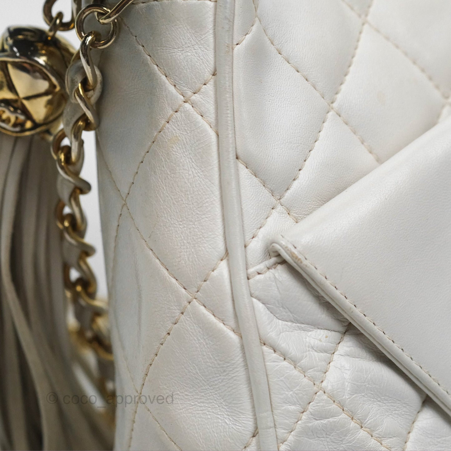 Chanel Vintage Small Camera Bag White Lambskin Gold Hardware