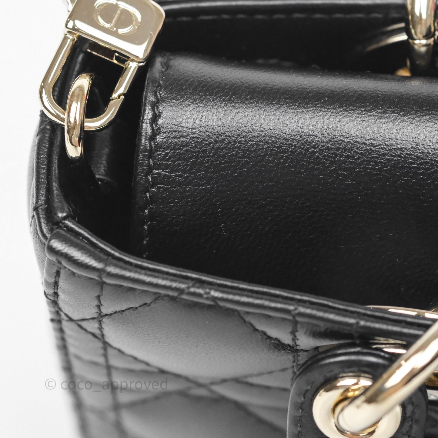 Dior Small Lady D-Joy Bag Black Lambskin Cannage Gold Hardware